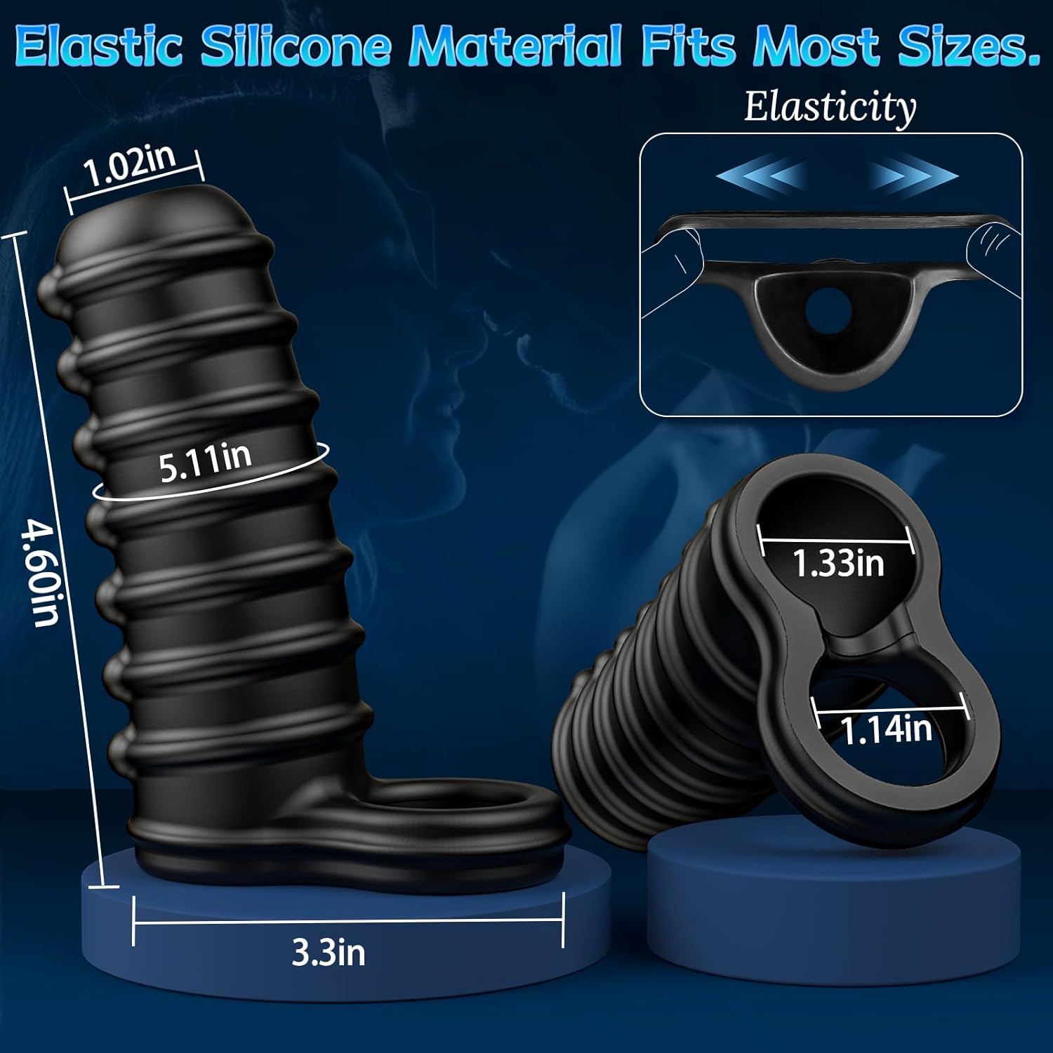 Rune 4.6" × 1.3" Textured Girth Enhancer Sleeve - Reusable Silicone Penis Sleeve