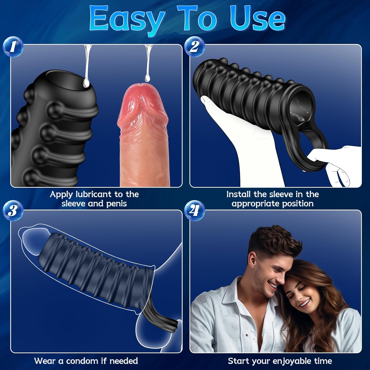 Rune 4.6" × 1.3" Textured Girth Enhancer Sleeve - Reusable Silicone Penis Sleeve