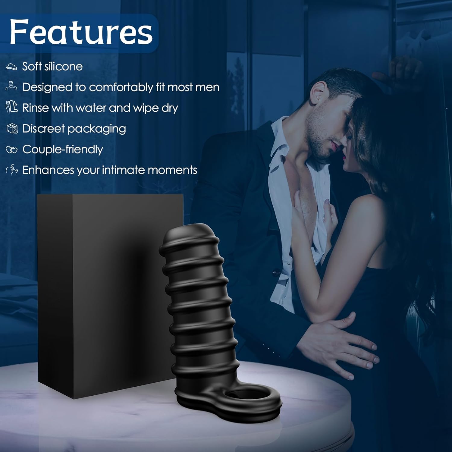 Rune 4.6" × 1.3" Textured Girth Enhancer Sleeve - Reusable Silicone Penis Sleeve