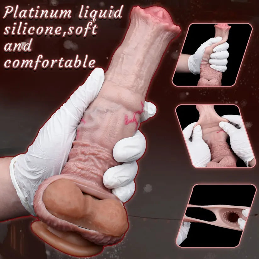 Western Realistic Stallion Fantasy Penis Sleeve - 2 Size Options for Penis Enhancement