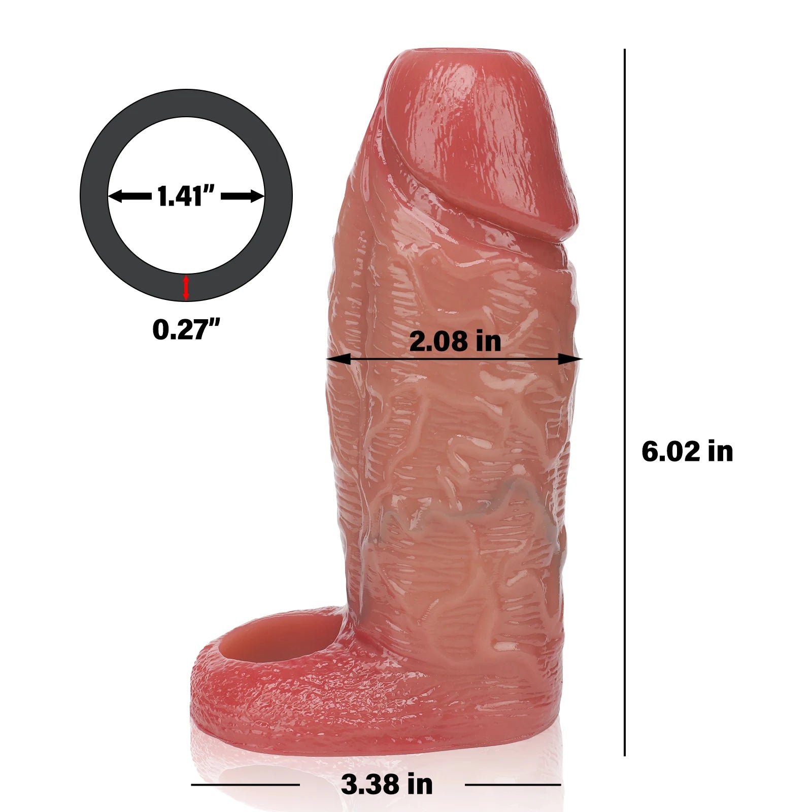 Zane 6" × 2" Open-End Silicone Penis Girth Enhancer for Extra Thickness