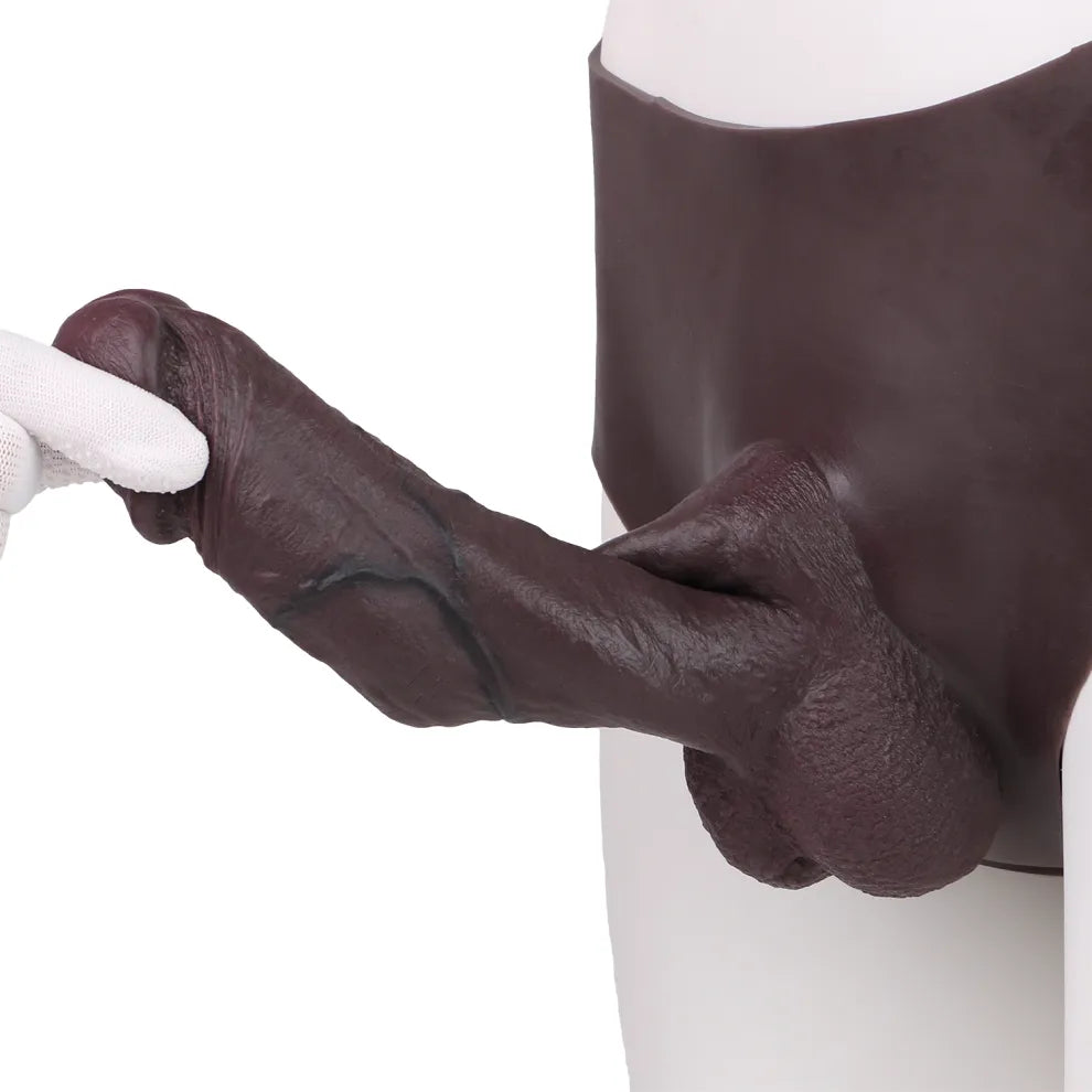 Zev 8.1" x 1.8" Realistic Black Wearable Penis Extender for Men